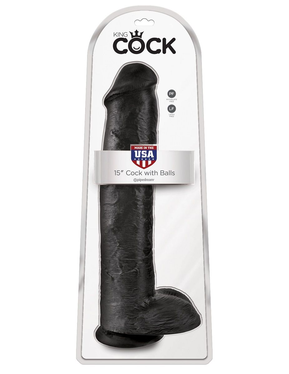 Чёрный фаллоимитатор-гигант 15 Cock with Balls - 40,6 см. - фото 185886