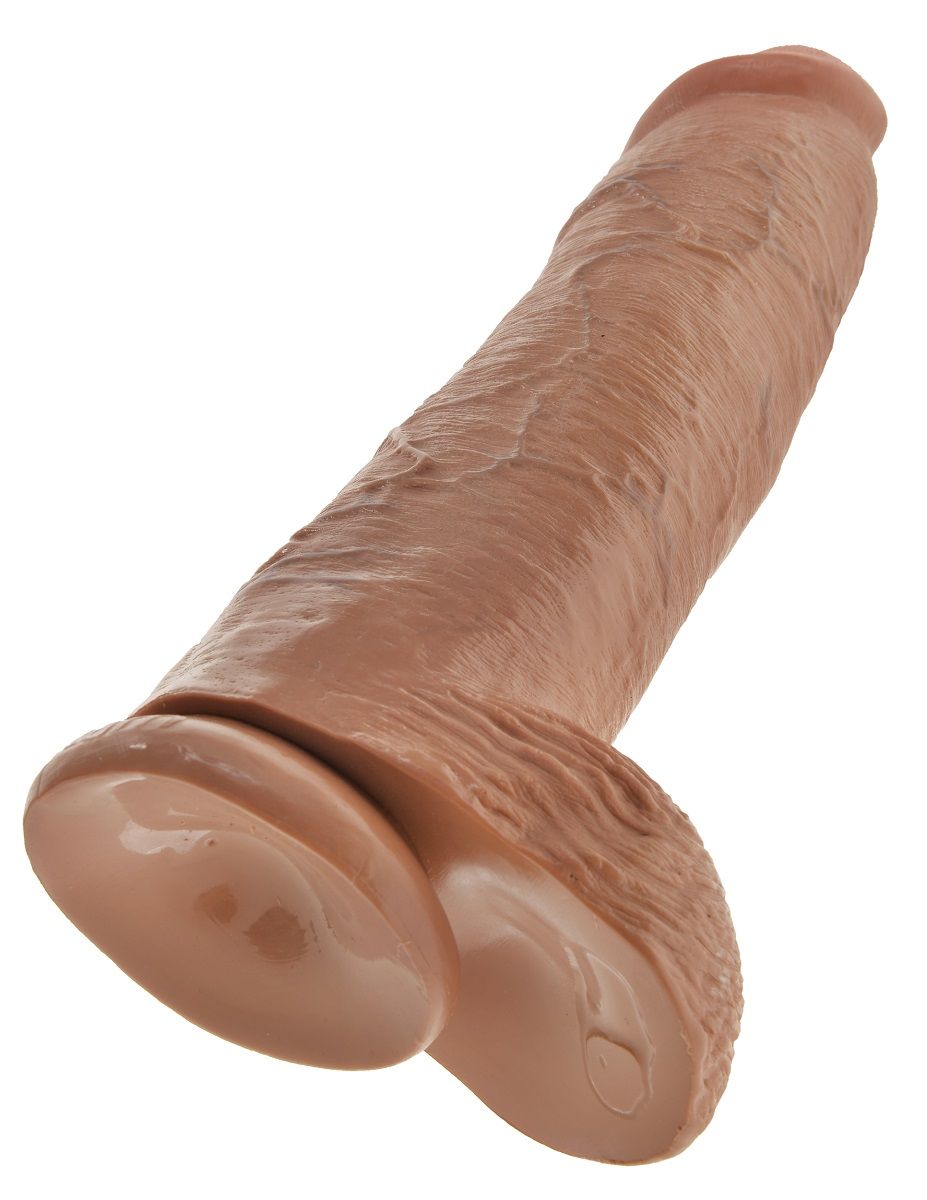 Кофейный фаллоимитатор-гигант 12 Cock with Balls - 30,5 см. - фото 161368