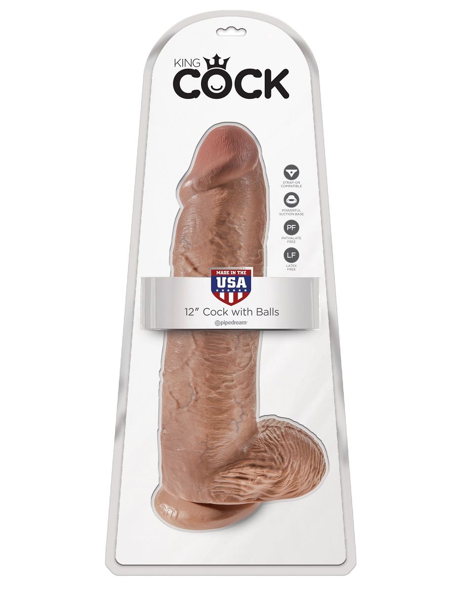 Кофейный фаллоимитатор-гигант 12 Cock with Balls - 30,5 см. - фото 161369