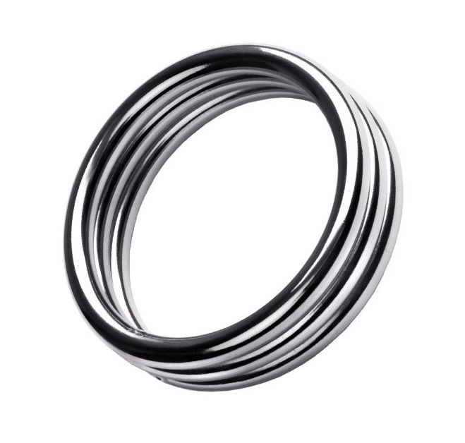 Металлическое эрекционное кольцо с рёбрышками размера L - фото 307622