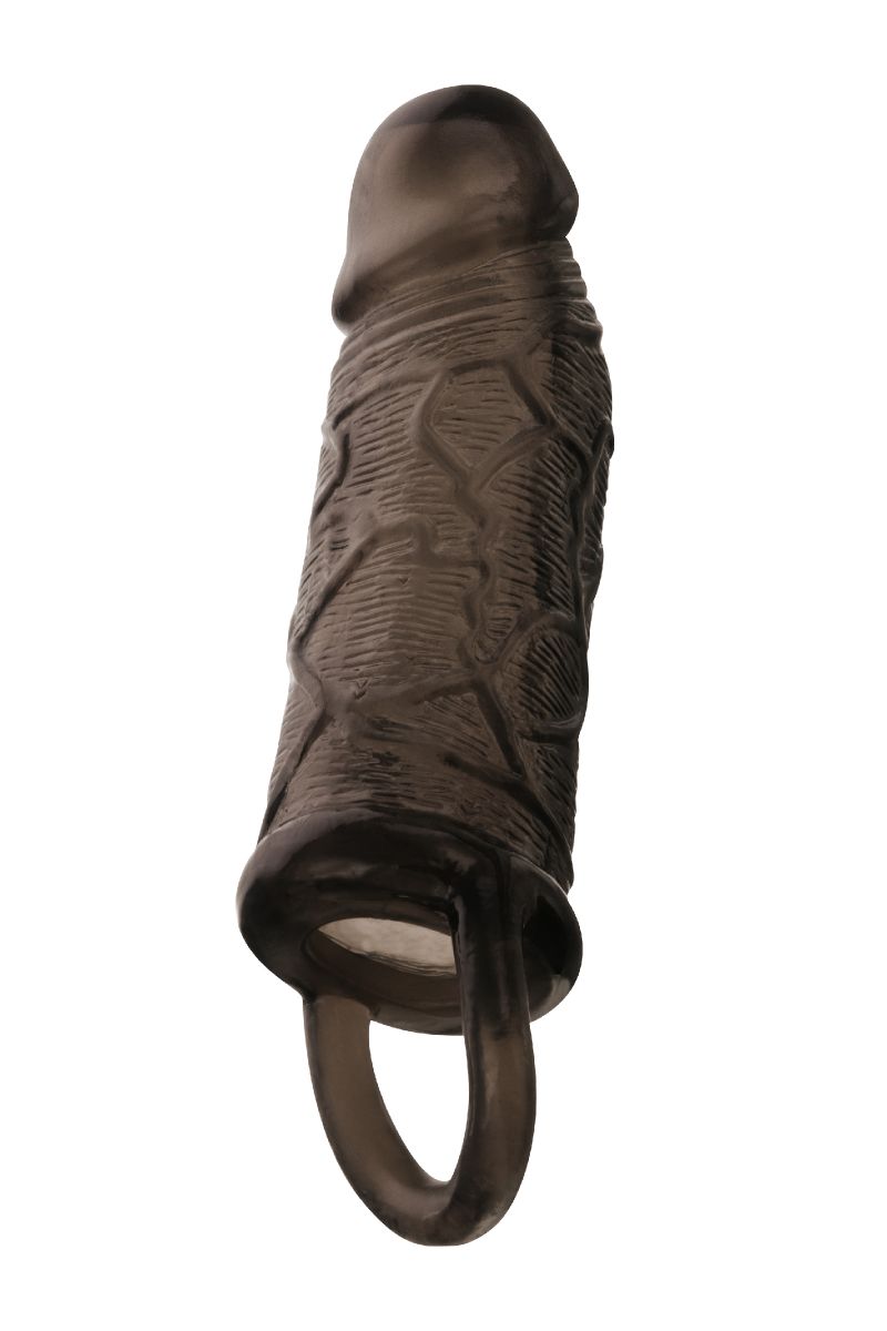 Чёрная насадка на пенис с подхватом мошонки - фото 164515 Чёрная насадка на пенис с подхватом мошонки - фото 164515