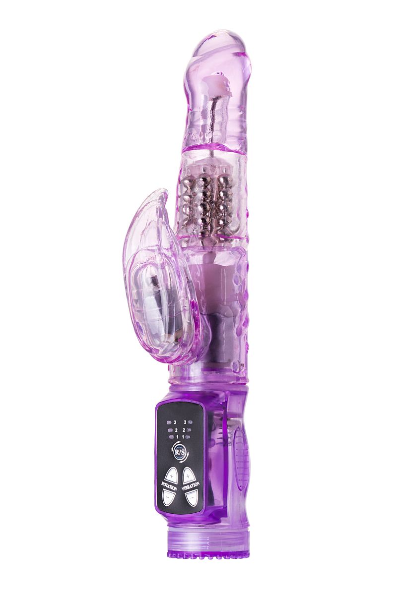 Фиолетовый вибратор High-Tech fantasy с клиторальным лепестком - 21 см. A-toys 761034