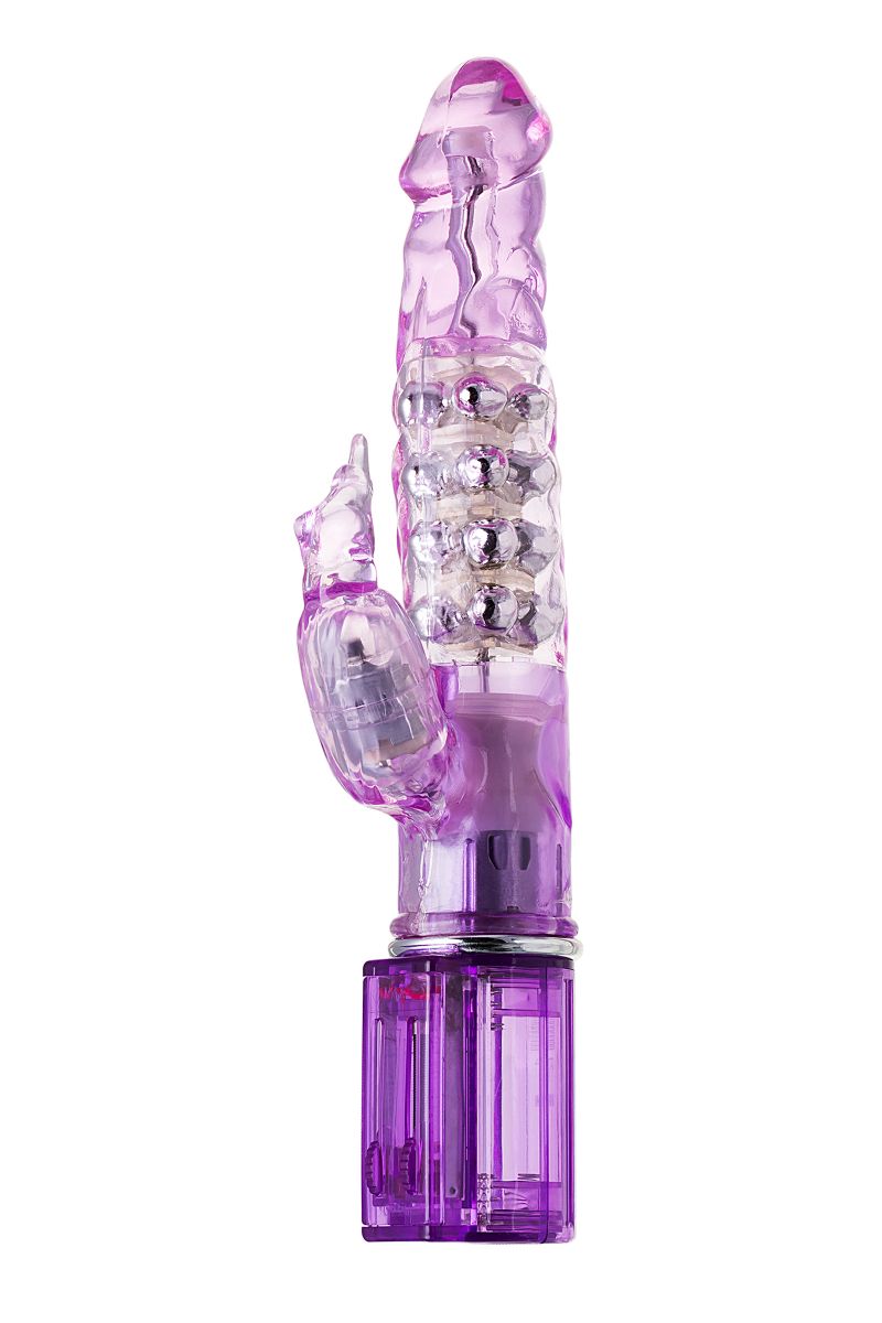 Фиолетовый хай-тек вибратор High-Tech fantasy с бусинами и отростком - 27,2 см. A-toys 761035