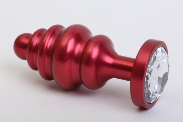 Красная металлическая фигурная пробка с прозрачным стразом - 7,3 см. - фото 165656