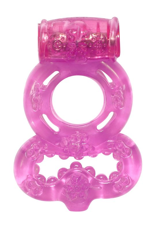 Розовое эрекционное кольцо Rings Treadle с подхватом - фото 307680