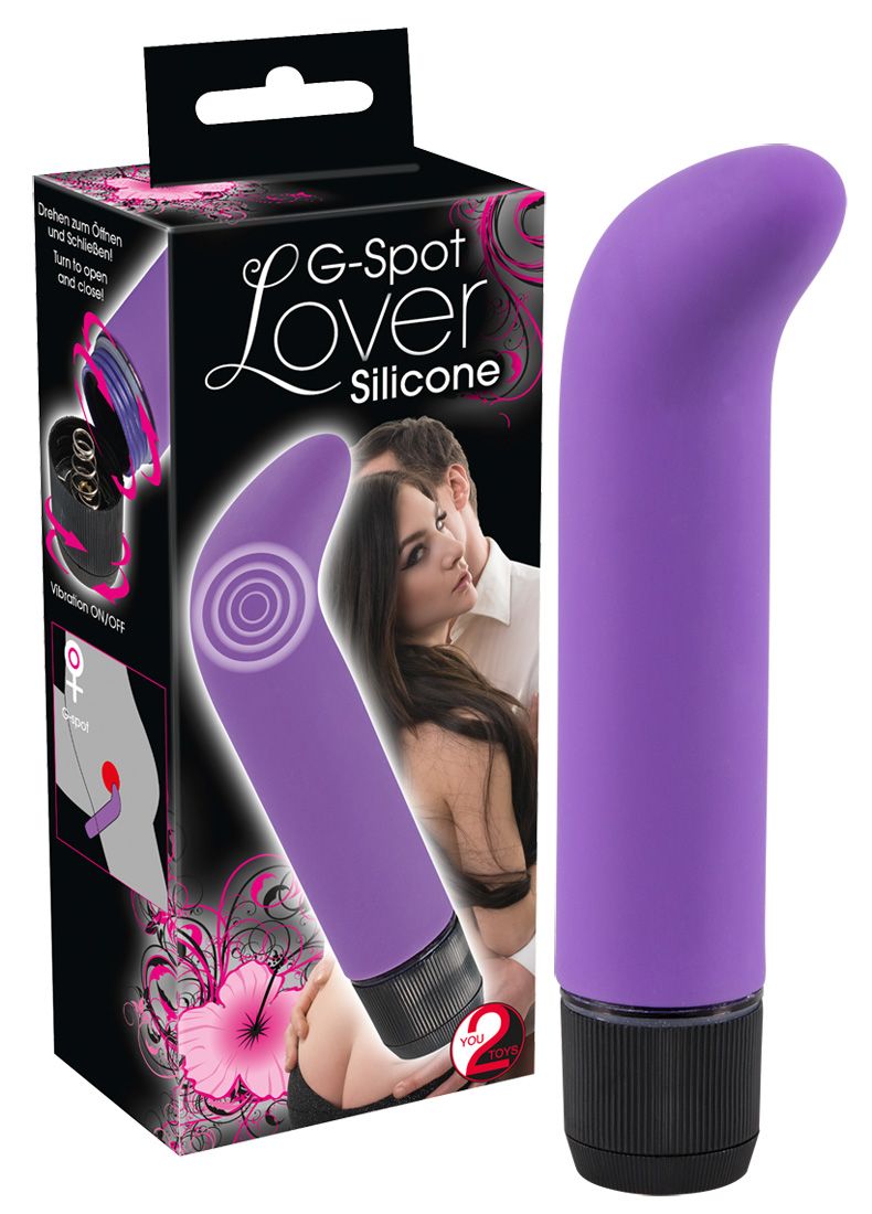 Фиолетовый вибратор с загнутым кончиком G-Spot Lover - 14,5 см.