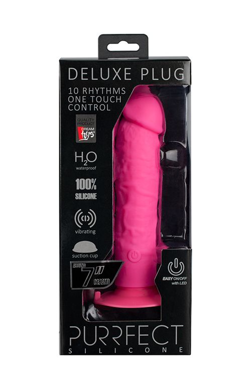 Розовый вибратор-реалистик на присоске PURRFECT SILICONE ONE TOUCH - 20 см. - фото 167885