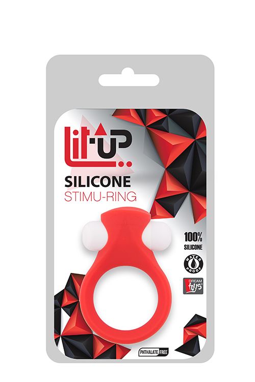 Красное эрекционное кольцо LIT-UP SILICONE STIMU RING 2 - фото 183131