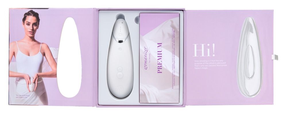 Белый бесконтактный клиторальный стимулятор Womanizer Premium - фото 168600