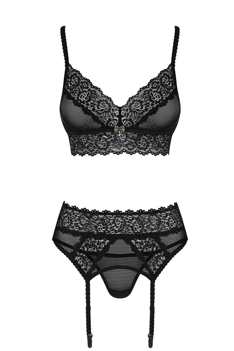 Чарующий кружевной комплект белья из 3 предметов - фото 171693