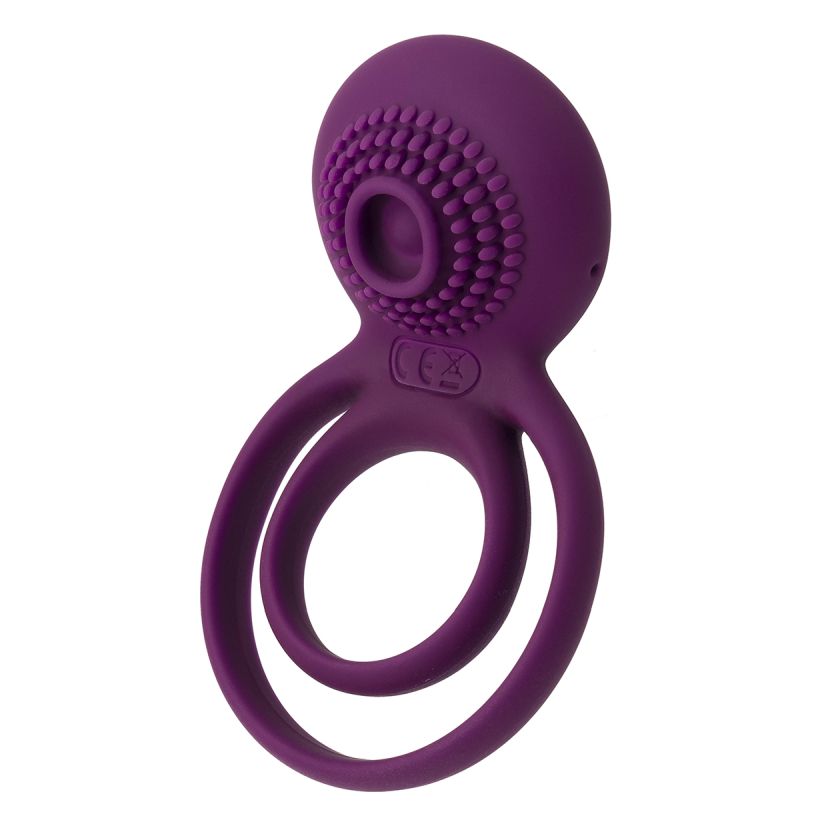Фиолетовое эрекционное виброкольцо Tammy с подхватом мошонки 