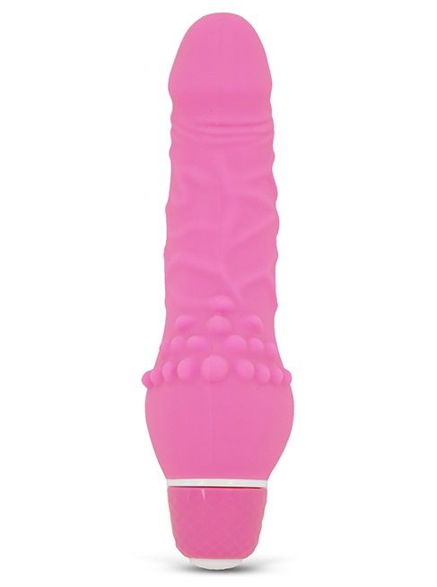 Розовый вибратор с широким основанием PURRFECT SILICONE CLASSIC MINI - 13 см.