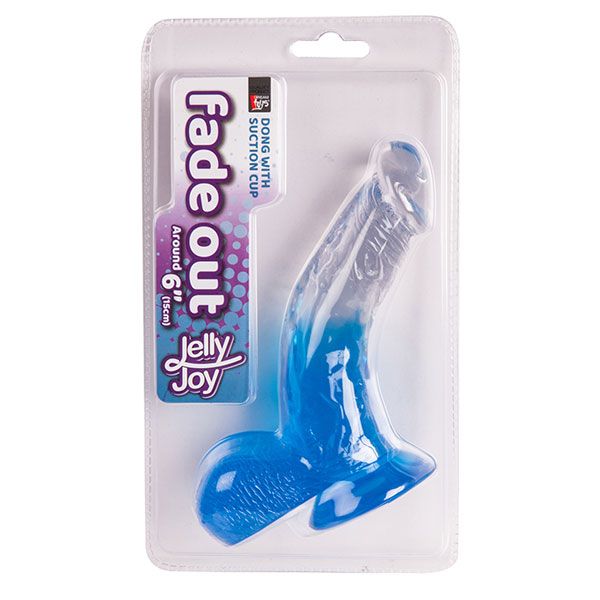 Синий фаллоимитатор с прозрачной верхней частью JELLY JOY FADE OUT DONG 6INCH - 15,2 см. - фото 171984