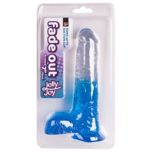 Синий фаллоимитатор с прозрачной верхней частью JELLY JOY FADE OUT DONG 7INCH - 17,8 см. - фото 171988