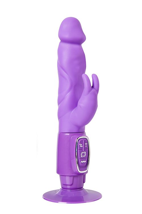 Фиолетовый реалистичный вибратор SEX CONQUEROR SPIRAL MOTION DUO VIBE - 21 см.