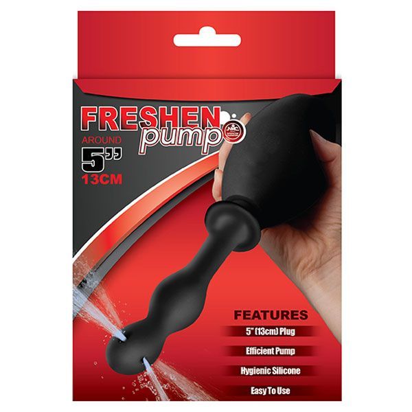 Чёрный анальный душ FRESHEN PUMP с фигурным наконечником - фото 182845