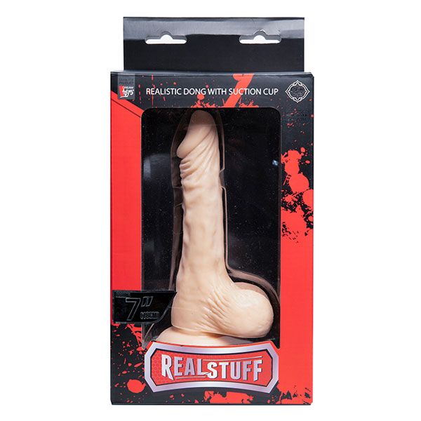 Телесный фаллоимитатор на присоске REALSTUFF REALISTIC DONG 7INCH - 17,8 см. - фото 172257