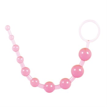 Розовая анальная цепочка из 10 шариков - 30 см. Toyfa Basic 881302-3