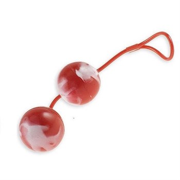 Красно-белые вагинальные шарики  со смещенным центром тяжести Duoballs Seven Creations 2K839MRD BCD GP