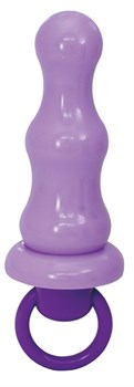 Фиолетовый анальный вибратор с колечком - 8,9 см.