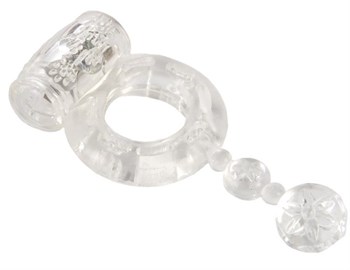 Прозрачное эрекционное кольцо с вибратором и хвостом 818039-1 ToyFa