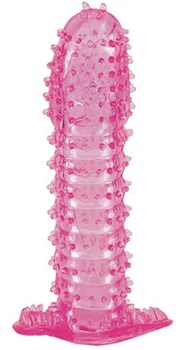 Гелевая розовая насадка с шипами - 12 см. Toyfa Basic 818014-3