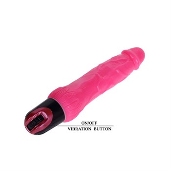 Ярко-розовый вибратор-реалистик с колёсиком - 24 см.