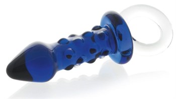 {{photo.Alt || photo.Description || 'Синяя стеклянная анальная втулка с ручкой-кольцом - 16 см.'}}