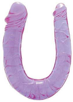 Фиолетовый двойной фаллоимитатор DOUBLE HEAD DONG - 30 см.