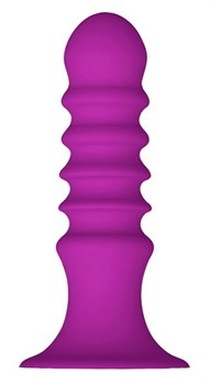 Фиолетовый ребристый анальный стимулятор RIBBED PLUG - 13,5 см.