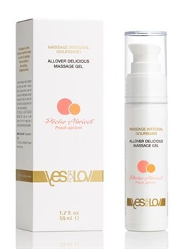 Универсальный массажный гель-смазка Allover Delicious Massage Gel с ароматом персика и аброкоса - 50 мл.