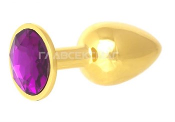 {{photo.Alt || photo.Description || 'Золотистая анальная пробка с фиолетовым кристаллом - 7 см.'}}