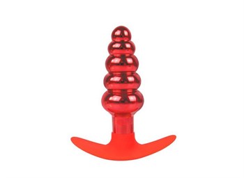 Красная анальная втулка в виде ёлочки - 10,9 см.