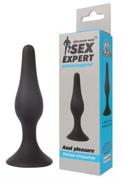 Чёрная анальная втулка Sex Expert - 10 см.