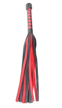 Черно-красная плеть с плетеной ромбовидной ручкой - 60 см.
