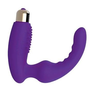 Фиолетовый вибростумулятор простаты с изогнутым кончиком