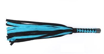 Черно-голубая замшевая плеть с ромбами на ручке - 60 см.
