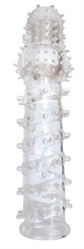 Закрытая прозрачная рельефная насадка с шипиками Crystal sleeve - 13,5 см. Bior toys EE-10094