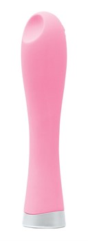 Розовый силиконовый вибромассажер с ямкой Candy - 10,2 см.