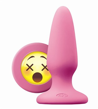 Розовая силиконовая пробка среднего размера Emoji WTF - 10,2 см. 