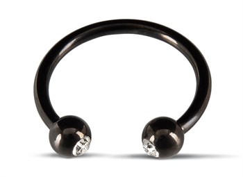 Черное металлическое кольцо под головку со стразами Glans Ring