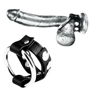 Регулируемое металлическое кольцо на пенис с ремешком