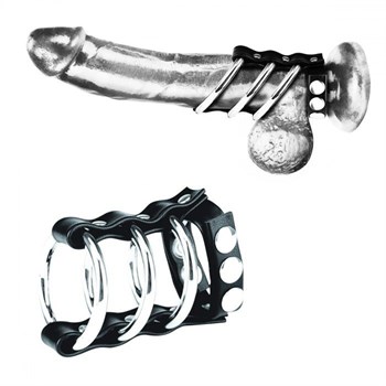 {{photo.Alt || photo.Description || 'Тройное металлическое кольцо на пенис с регулируемым ремешком'}}