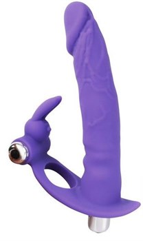 Фиолетовая вибронасадка для двойного проникновения - 15 см.