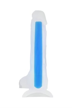 Прозрачно-синий фаллоимитатор, светящийся в темноте, Bruce Glow - 22 см.