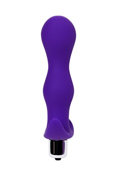 Фиолетовая изогнутая анальная вибропробка - 14 см.