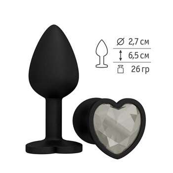 Черная силиконовая пробка с прозрачным кристаллом - 7,3 см.