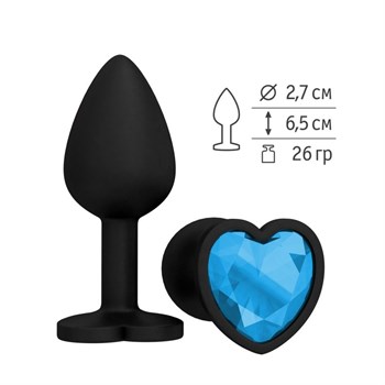 Черная силиконовая пробка с голубым кристаллом - 7,3 см.