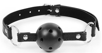 Черный кляп-шарик на регулируемом ремешке с кольцами Bior toys NTB-80535