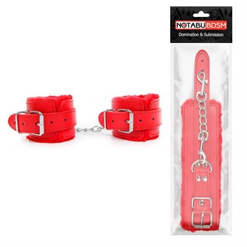 Красные мягкие наручники на регулируемых ремешках - фото 46992